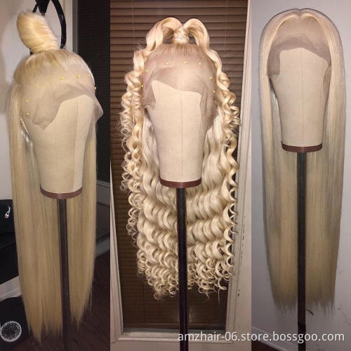 Cheap 613 Blonde HD Full Lace Wigs Raw Peruvian Virgin Human Hair Lace Front Wig for Black Women Lace Frontal Closure Wig Vendor